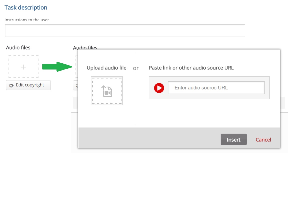 Allow upload of audio file for all task descriptions>audio